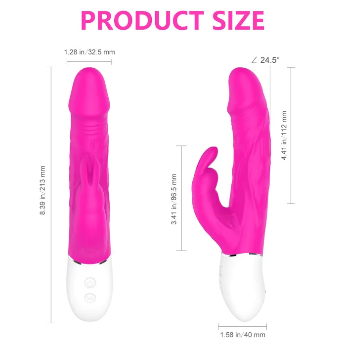 YoYoLemon Female Sex Toys YoYoLemon Rabbit Vibrator Dildo for Vagina G Spot and Clitoral Adult Sex Toys for Women Hot Pink