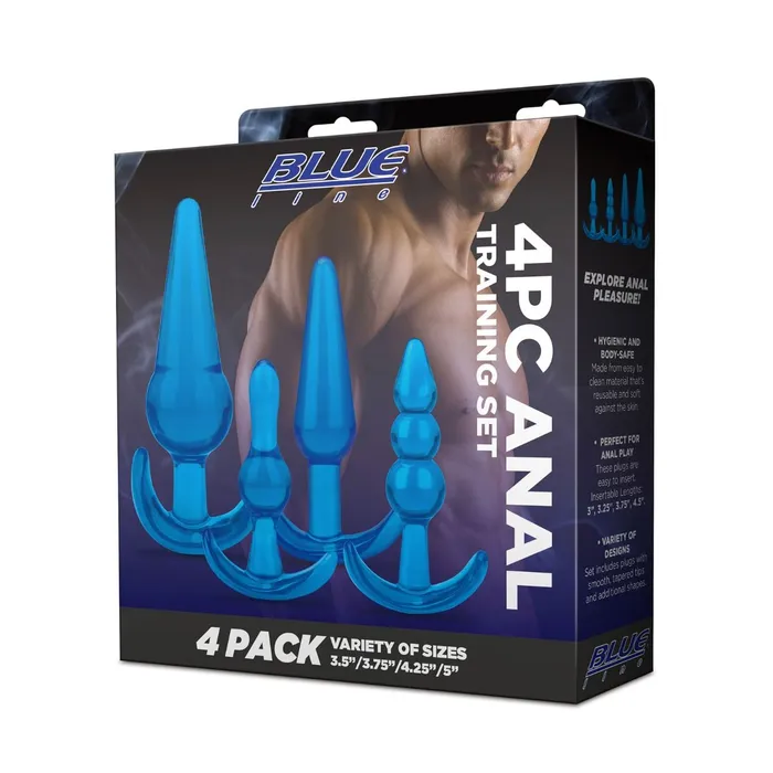 Anal Blue Line Blue Line 4 Piece Anal Training Butt Plug Set Blue