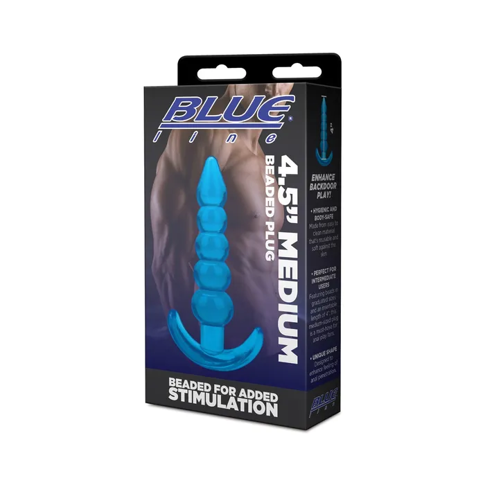 Anal Blue Line Blue Line Medium Beaded Anal Butt Plug Blue 45 Inch