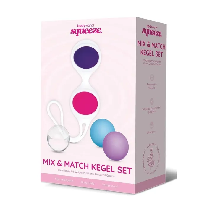 Bodywand Anal Bodywand Squeeze Mix Match Weighted Kegel Ball Set Blue Purple Clear