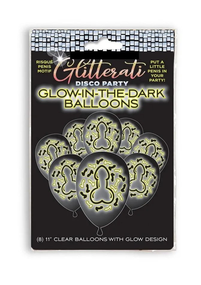 Candyprints Party Male Sex Toys Glitterati Penis Glow In The Dark Ballons