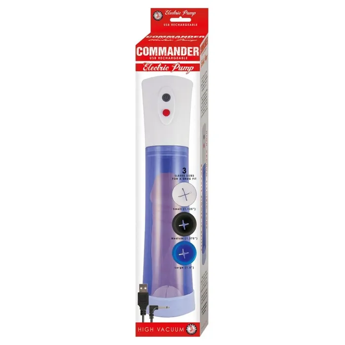 Commander Electric Penis Pump USB Rechargeable Blue Commander Male Sex Toys