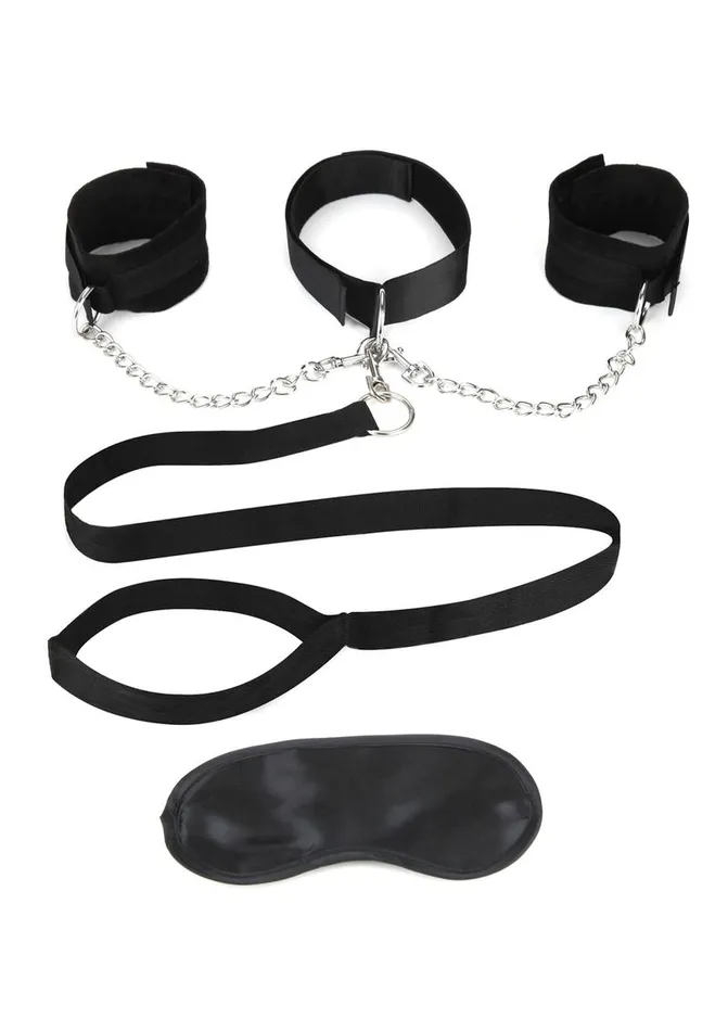 Couples Lux Fetish Collar Cuffs and Leash Set with Removable Cuffs and Leash Lux Fetish