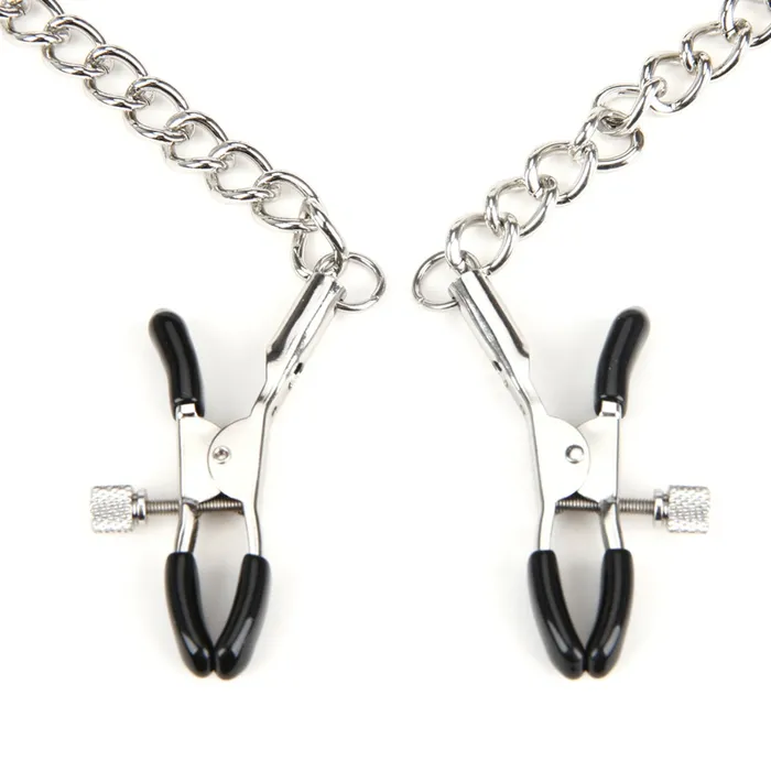 Couples Lux Fetish Lux Fetish Breathable Ball Gag With Adjustable Pressure Nipple Clamps Black Silver