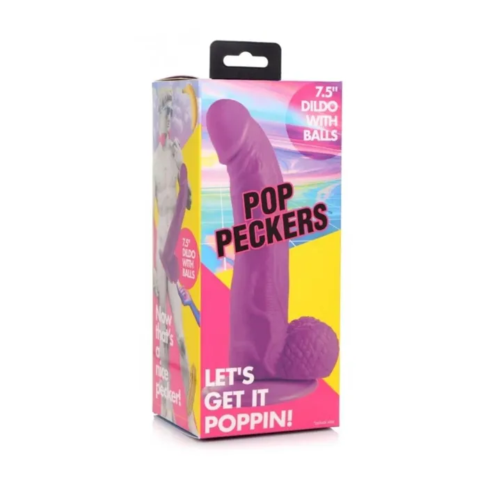 Dildos Pop Peckers Pop Peckers Dildo With Balls Purple 75 Inch