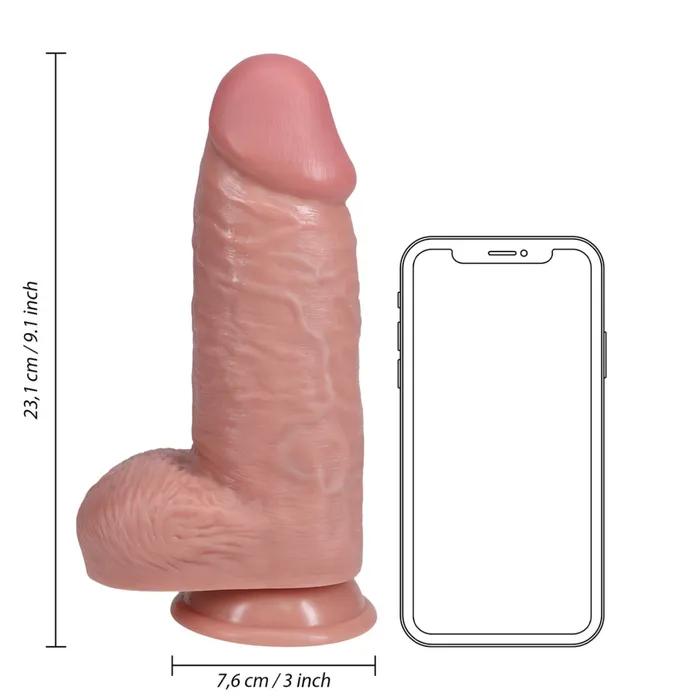 Dildos RealRock RealRock Extra Thick Dildo With Balls Pink 9 Inch