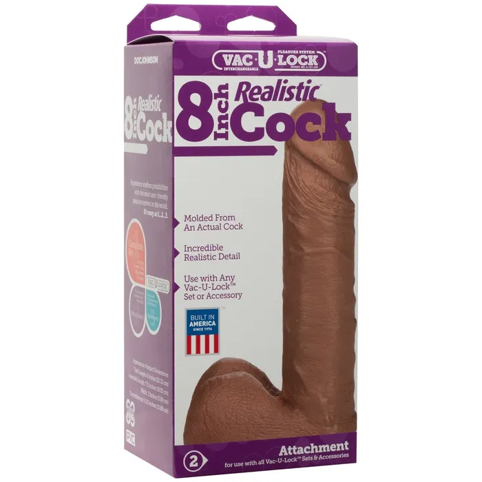 Dildos VacULock VacULock Realistic Dildo Brown 8 Inch