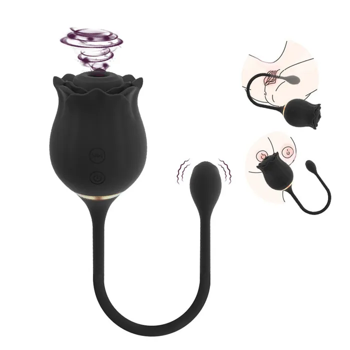 Earlypeach Vibrators 2 in 1 Long Rose Sucking Vibrator Red