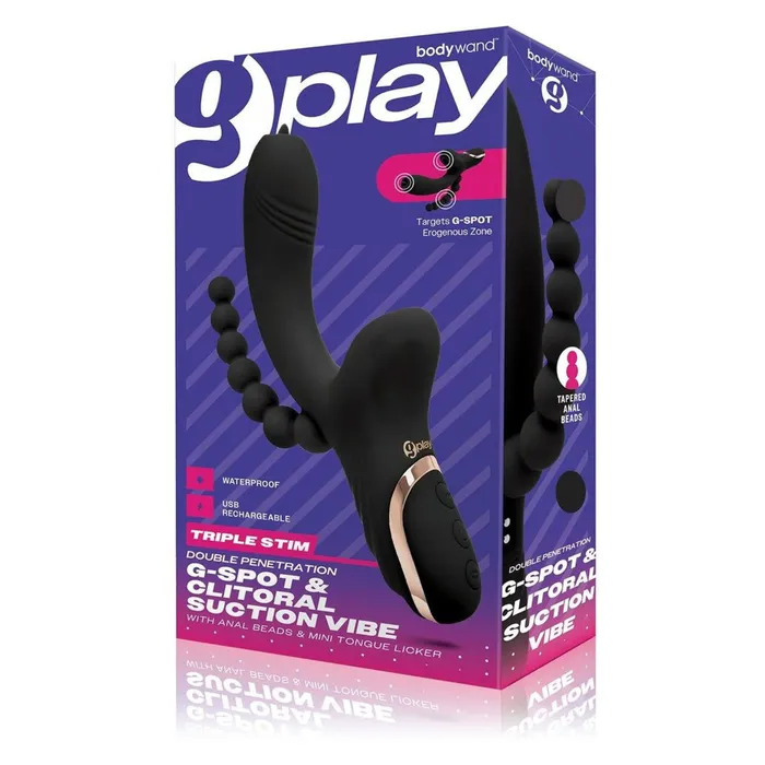 Female Sex Toys Bodywand Bodywand GPlay Triple Stim GSpot And Clitoral Suction Vibrator With Anal Beads Black
