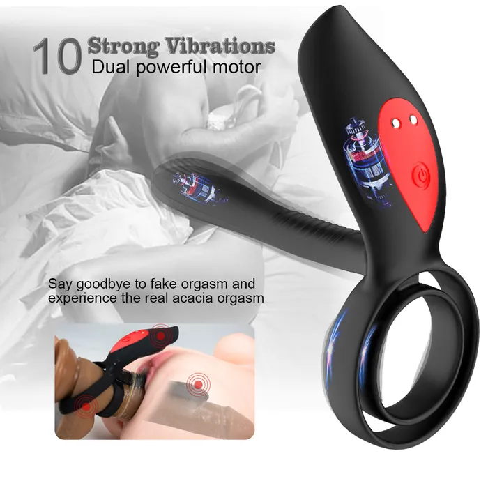 Female Sex Toys Earlypeach Dual Powerful Motor 10 Modes Dual Penis Rings