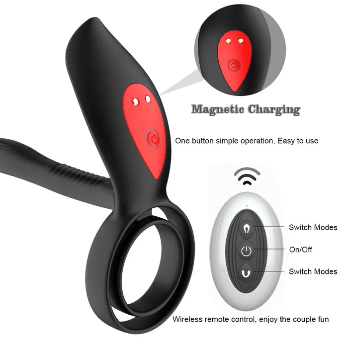 Female Sex Toys Earlypeach Dual Powerful Motor 10 Modes Dual Penis Rings