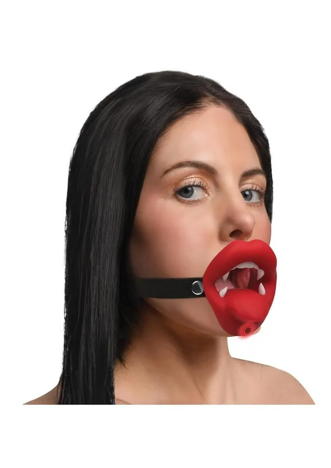 Female Sex Toys Master Series Master Series Vampire Vibrating Rechargeable Silicone Mouth Gag