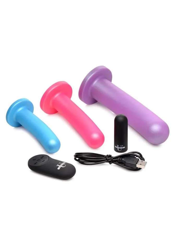 Female Sex Toys STRAP U Strap U Triple Peg 28x Vibrating Rechargeable Silicone Dildo Set with Remote Control