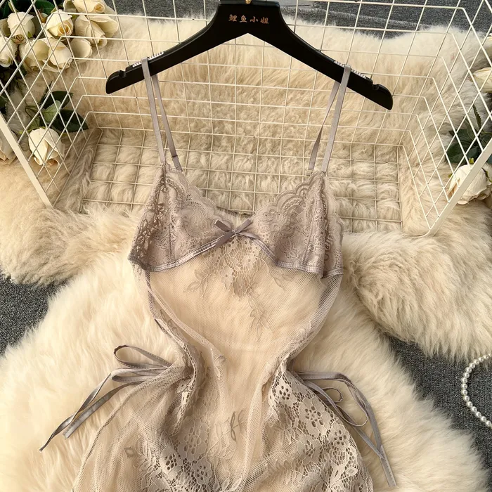 Hosiery Sinderella Floral Flame Sheer Lace Chemise Lingerie