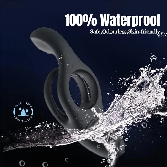Inyarose Male Sex Toys 3 in 1 Couples Vibrating Silicone Penis Ring