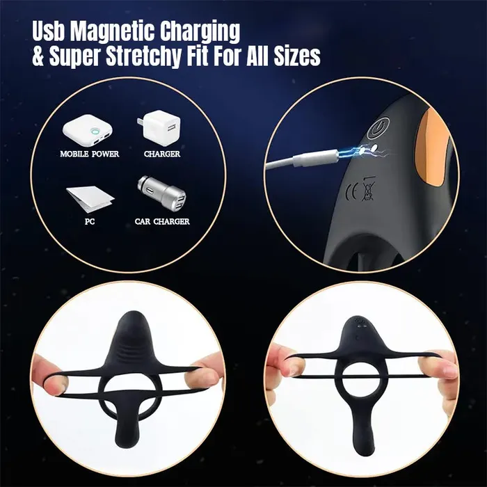 Inyarose Male Sex Toys 3 in 1 Couples Vibrating Silicone Penis Ring