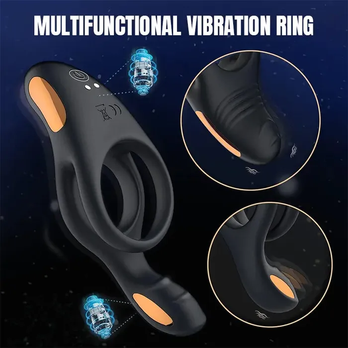 Inyarose Male Sex Toys 3 in 1 Couples Vibrating Silicone Penis Ring