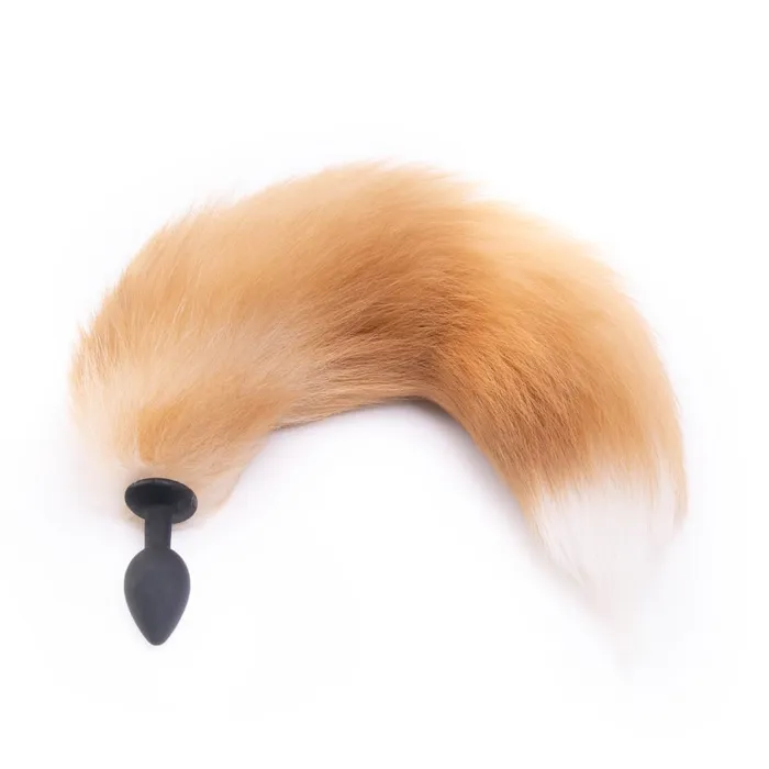 Love Plugs Male Sex Toys Light Brown Fox Tail With Silicone Plug Tip