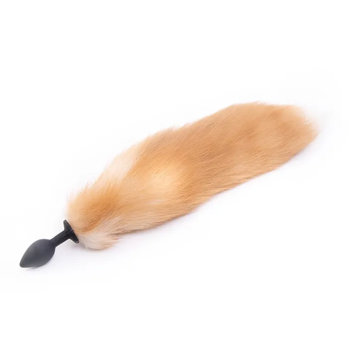 Love Plugs Male Sex Toys Light Brown Fox Tail With Silicone Plug Tip