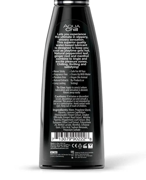 Lubricants Wicked Sensual Care Aqua Chill Water Based Cooling Lubricant 4 oz Open Desires