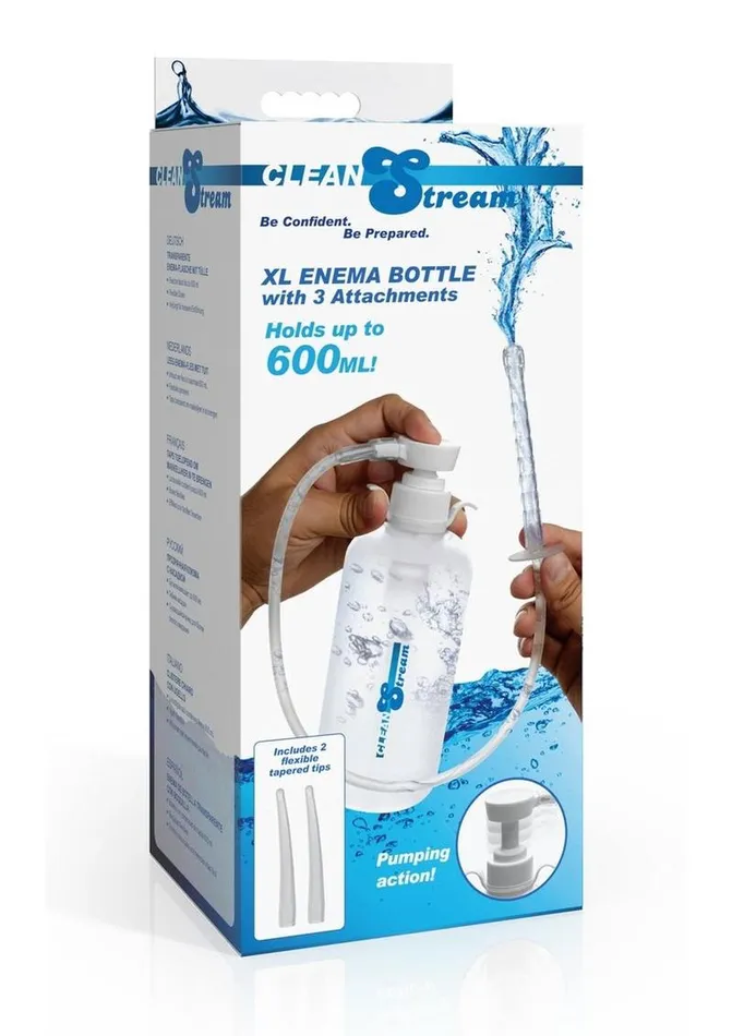 Male Sex Toys Cleanstream XL Enema Bottle with 3 Attachments Cleanstream