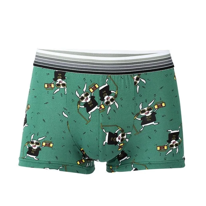 Male Sex Toys Ice Silk Soft Breathable Fashion Young Mens Boxers Cartoon Skull Personality U Pouch Seamless Underpants Versaley