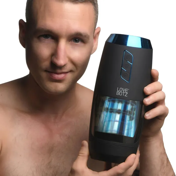 Male Sex Toys LoveBotz LoveBotz Auto Milker Slider 18X Stroking Masturbator Black Clear