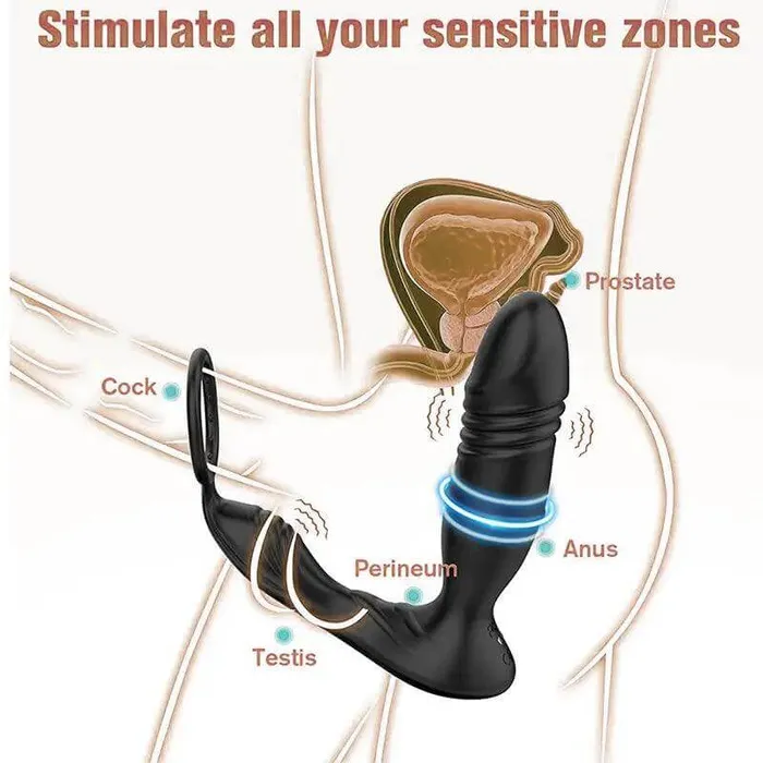 Male Sex Toys Prostate Massager with Vibrating Penis Ring Inyarose