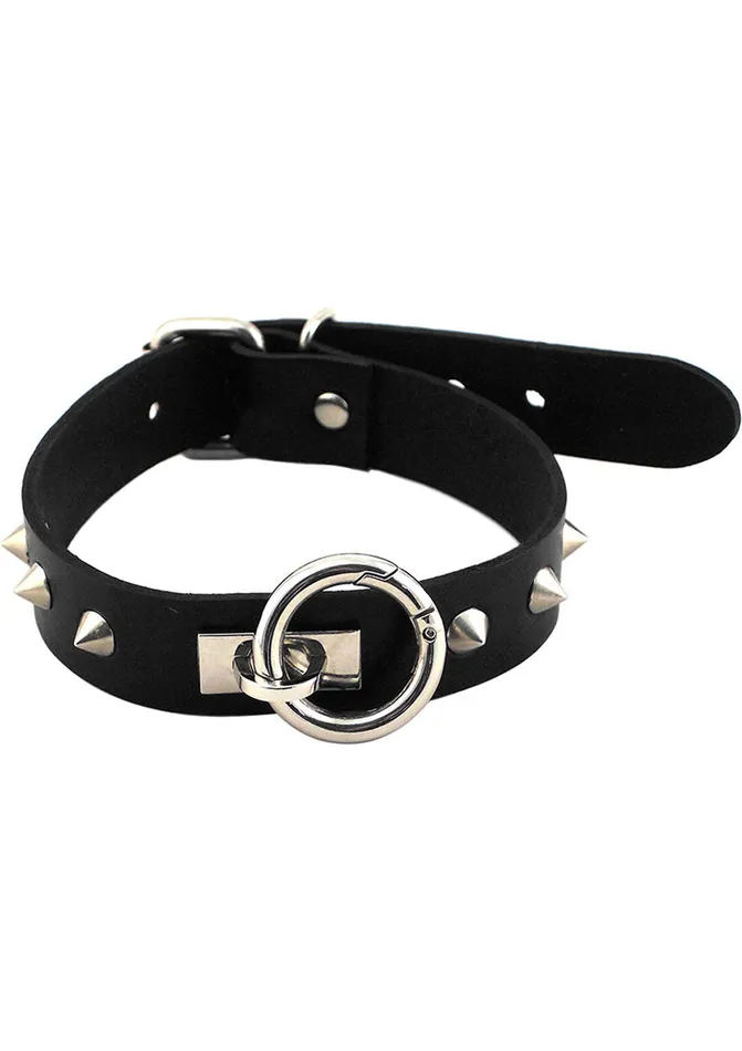 Male Sex Toys Rouge Rouge O Ring Studded Adjustable Leather Collar