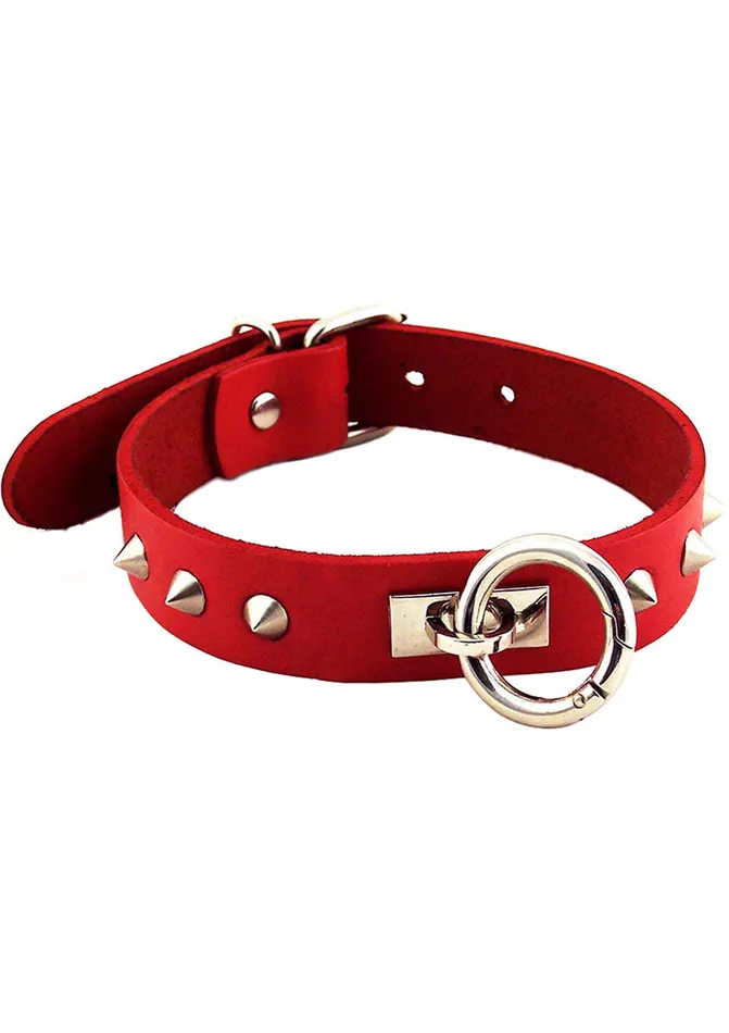 Male Sex Toys Rouge Rouge O Ring Studded Adjustable Leather Collar