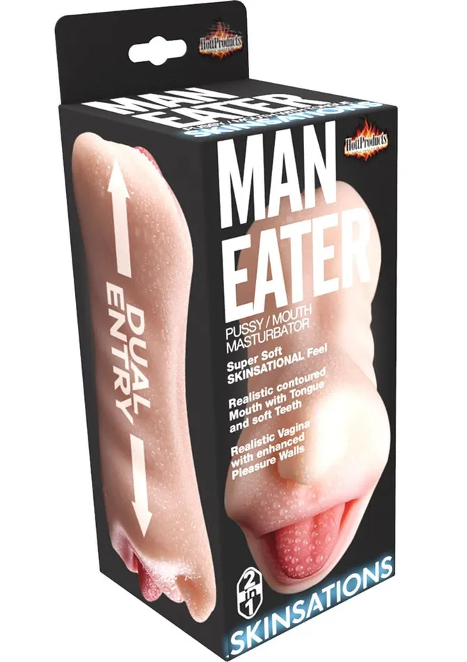 Male Sex Toys Skinsations Skinsations Man Eater PussyMouth Masturbator Textured Dual Entry Stroker