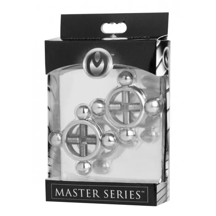 Master Series Anal Master Series Rings Of Fire Stainless Steel Nipple Press Set Silver