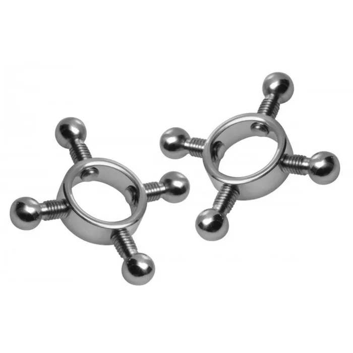 Master Series Anal Master Series Rings Of Fire Stainless Steel Nipple Press Set Silver