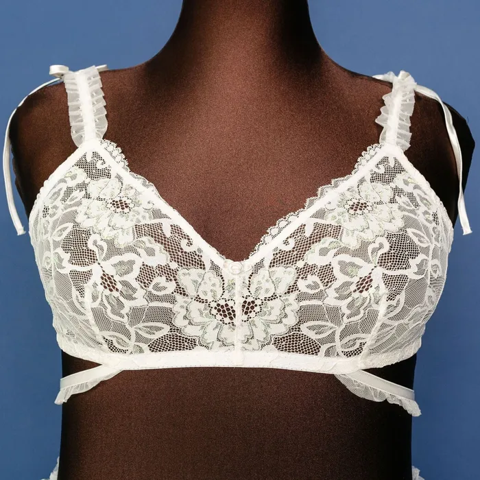 Mentionables Female Sex Toys Lacy Ruffle Strap Bralette Iridescent Cream Mentionables Female Sex Toys Lacy Ruffle Strap Bralette Iridescent Cream