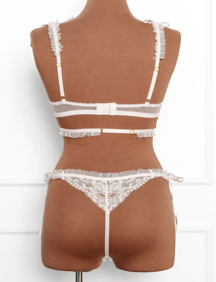 Mentionables Female Sex Toys Lacy Ruffle Strap Bralette Iridescent Cream Mentionables Female Sex Toys Lacy Ruffle Strap Bralette Iridescent Cream