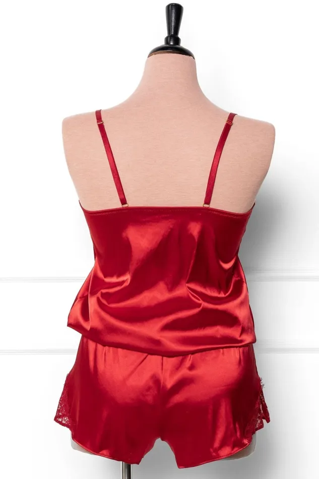 Mentionables Vibrators Satin Eyelash Lace Cami Red Mentionables Vibrators Satin Eyelash Lace Cami Red