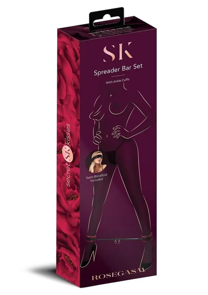 Secret Kisses Rosegasm Spreader Bar Set with Ankle Cuffs and Blindfold Secret Kisses Couples