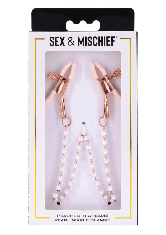 Sex and Mischief Peaches N Creame Pearl Nipple Clamps Sex and Mischief Couples