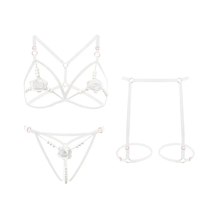 Sinderella Anal Opulent Allure Pearl Garter Lingerie Set