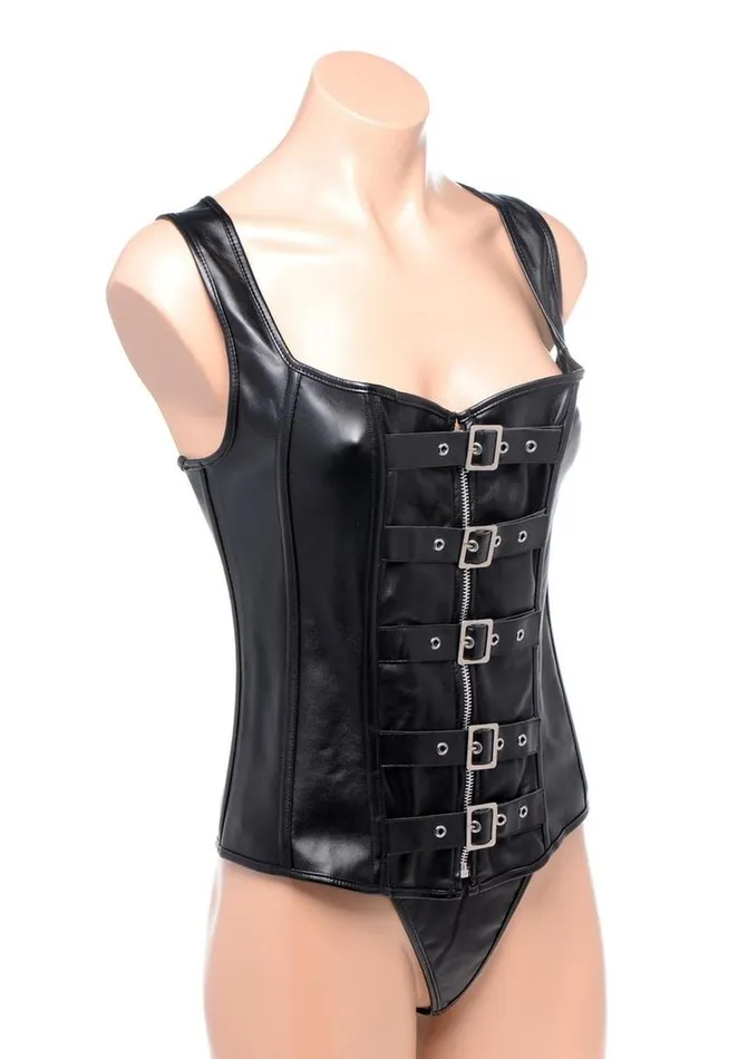 Teddies And Bodies Strict LaceUp Corset Vest and Thong STRICT
