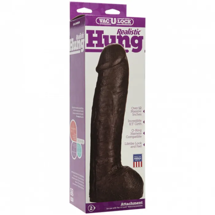 VacULock Dildos VacULock Realistic Hung Dildo Dark Brown 125 Inch