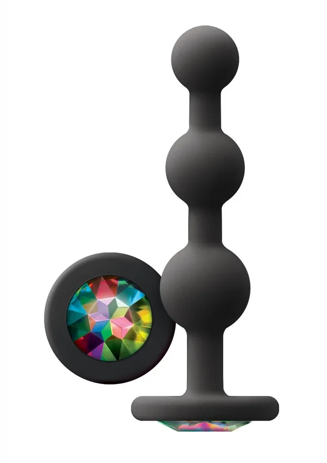 Anal Glams Ripple Silicone Plug Rainbow Gem Glams