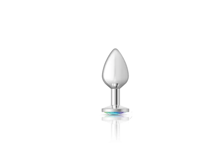 Anal Viben Cheeky CharmsSilver Metal Butt Plug RoundClearMedium