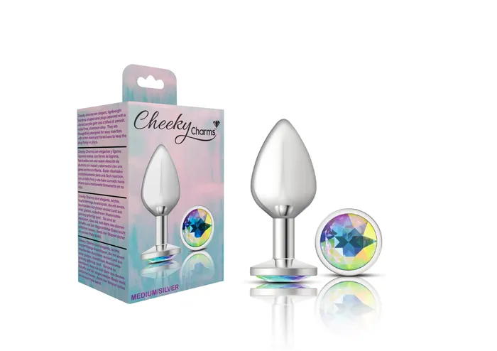 Anal Viben Cheeky CharmsSilver Metal Butt Plug RoundClearMedium Anal Viben Cheeky CharmsSilver Metal Butt Plug RoundClearMedium