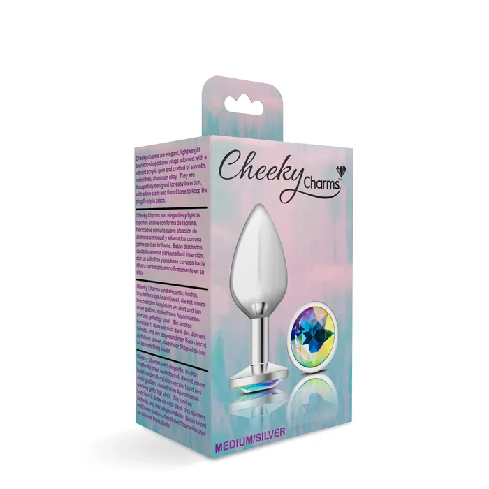Anal Viben Cheeky CharmsSilver Metal Butt Plug RoundClearMedium Anal Viben Cheeky CharmsSilver Metal Butt Plug RoundClearMedium