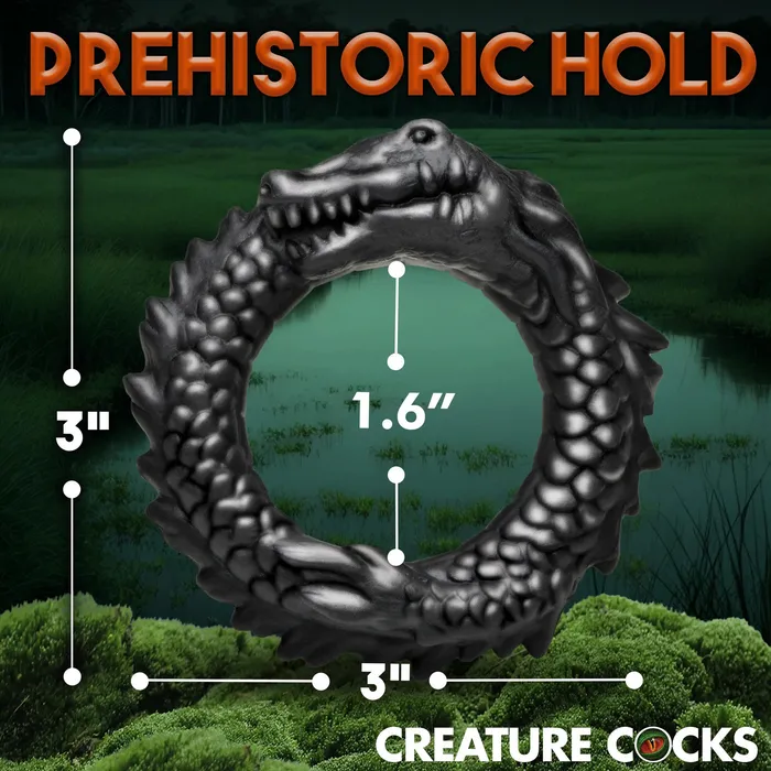 Anal XR Brands Creature Cocks Black Caiman Silicone Cock Ring Black Anal XR Brands Creature Cocks Black Caiman Silicone Cock Ring Black