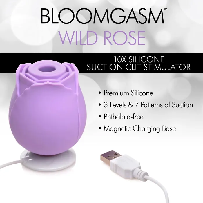 Bloomgasm Wild Rose 10x Suction Clit Stimulator Purple XR Brands inmi Vibrators Bloomgasm Wild Rose 10x Suction Clit Stimulator Purple XR Brands inmi Vibrators