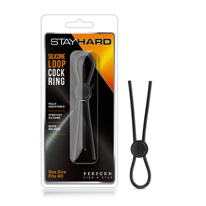 Blush Male Sex Toys Stay Hard Silicone Loop Cock Ring Black