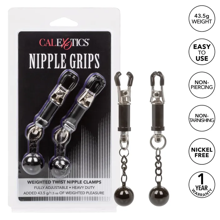 CalExotics Female Sex Toys Nipple Grips Weighted Twist Nipple Clamps CalExotics Female Sex Toys Nipple Grips Weighted Twist Nipple Clamps