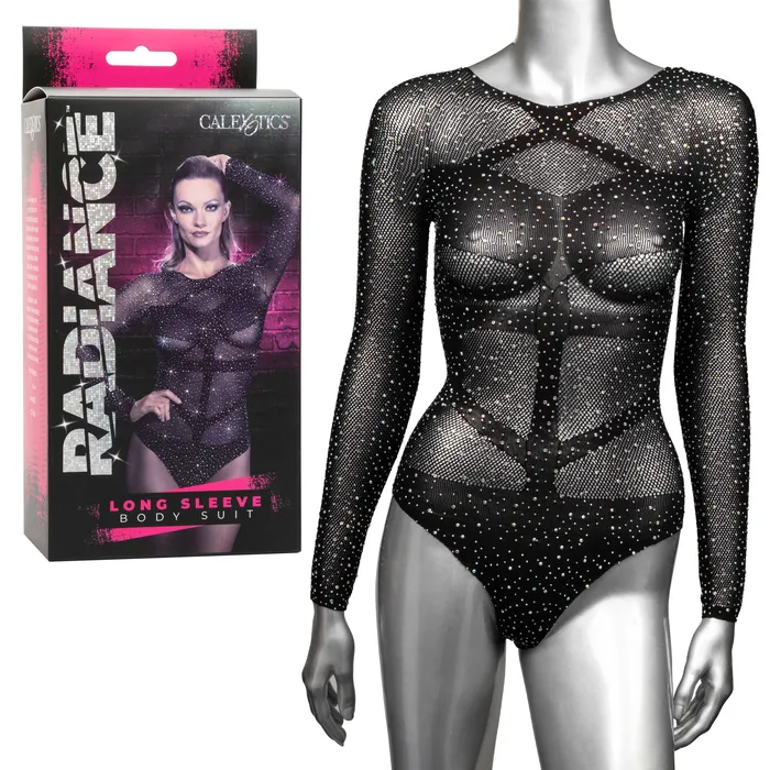 CalExotics Radiance Long Sleeve Body Suit One Size Black Male Sex Toys